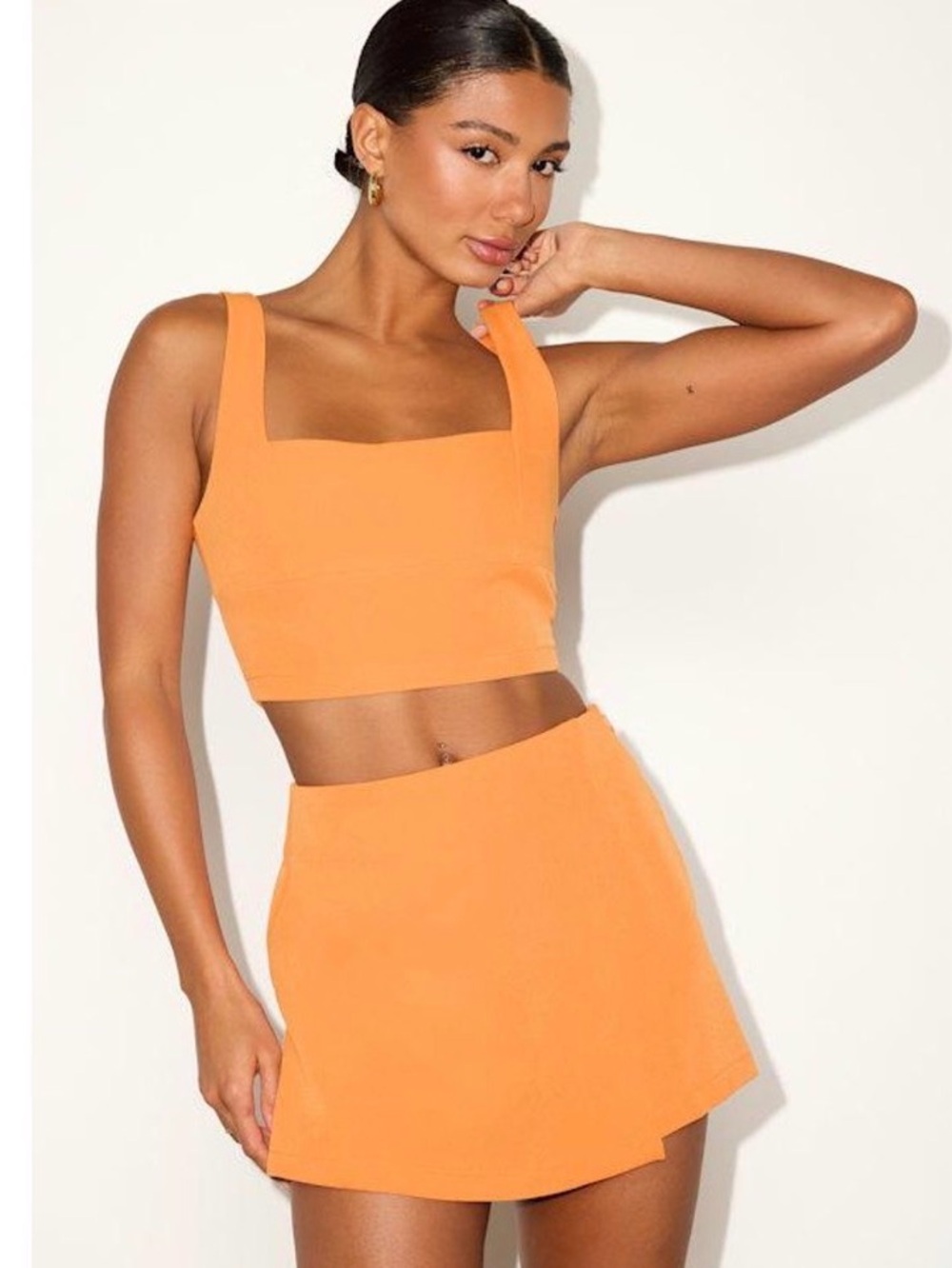 Lulu's Vibrant Orange Square-Neck Crop Top